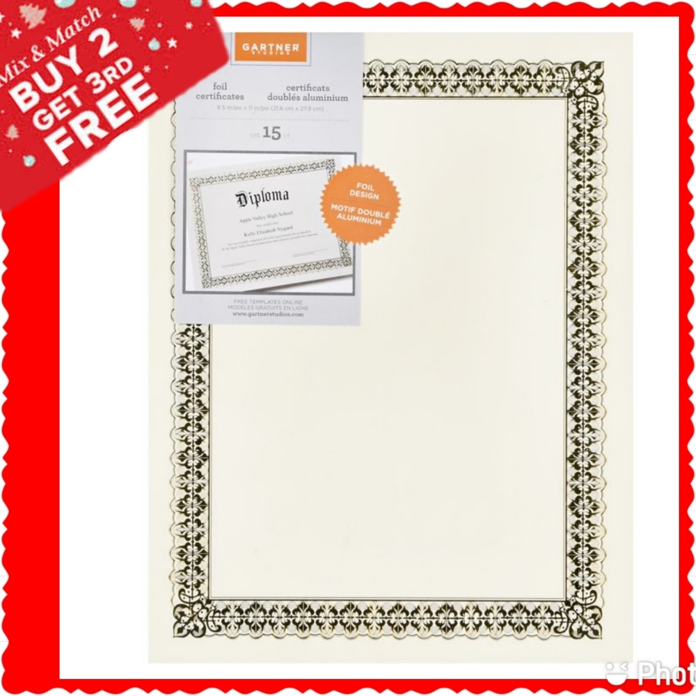 Gartner Studios 36004-S Gold Foil Certificate, 15 Pack - Picture 10 of 10